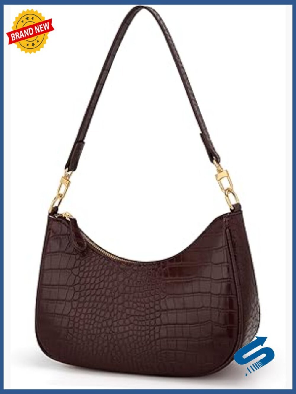 PU Leather Shoulder Bag with Removable Straps, 4 Compartments
